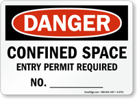 Caution Confined Space Entry Permit Required Sign