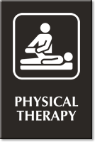 Engraved Physical Therapy Room Sign with Physiotherapist Symbol