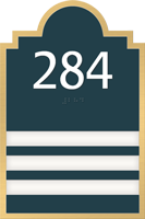 3 Slot Room Sign, raised number braille