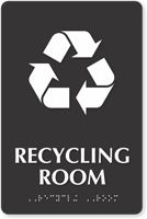Recycling Room Symbol TactileTouch™ Sign with Braille