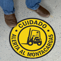 Cuidado Alerta Al Montacargas Spanish Floor Sign