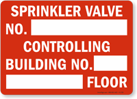 Sprinkler Valve No. Sign