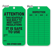 Scaffold Safe To Use Tag