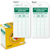 Eye Wash Station Inspection Tag in a Box with Fiber Patch