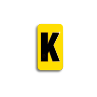 Character Black on Yellow "K" For Horizontal Mounting Holder