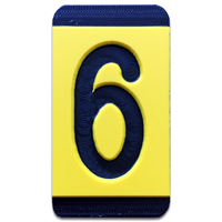 Horizontal Mounting  Character Black on Yellow "6"