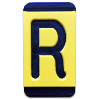 Horizontal Mounting  Character Black on Yellow "R"