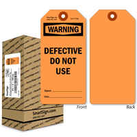 Warning Defective Do Not Use Tag in a Box