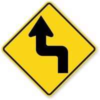 Left Reverse Sharp Turn Sign Traffic Sign