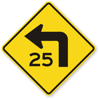 Left Turn Symbol  Custom Advisory Speed Sign