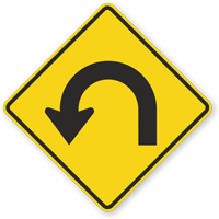 Hairpin Left Curve Symbol  Sharp Turn Sign